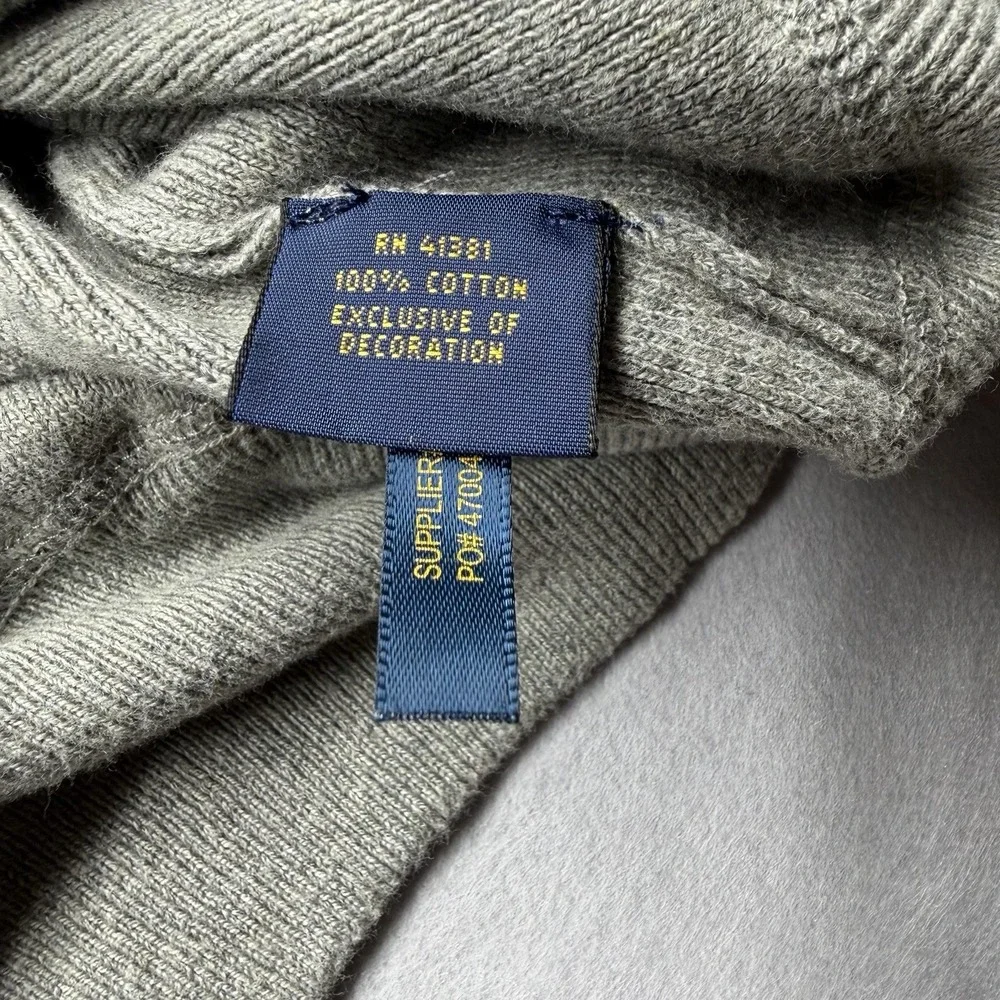 Polo Ralph Lauren Men's Gray Crewneck Cotton Knit Sweater Embroidered Logo L